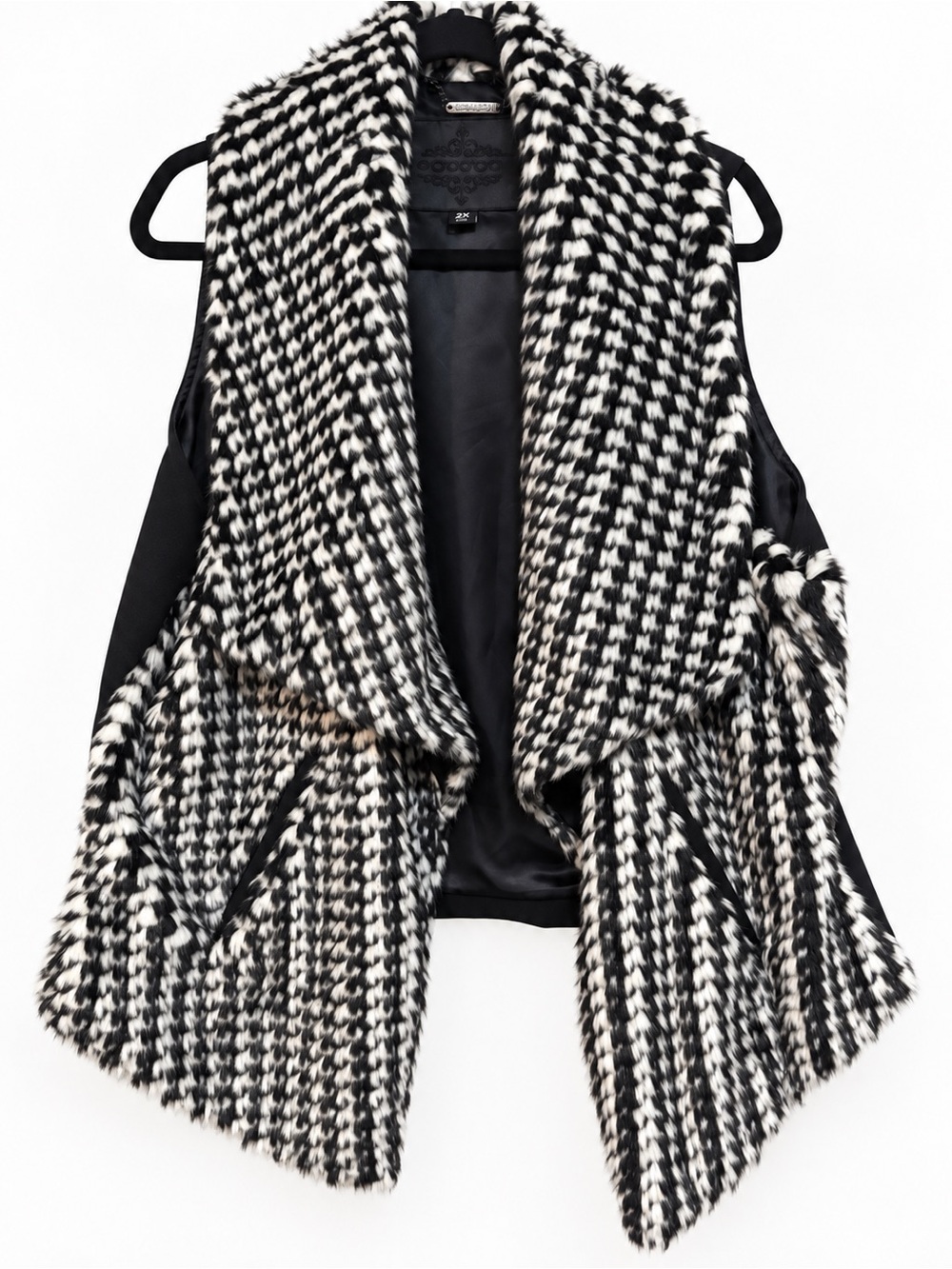 Jou Jou Black and White Faux Fur Tote